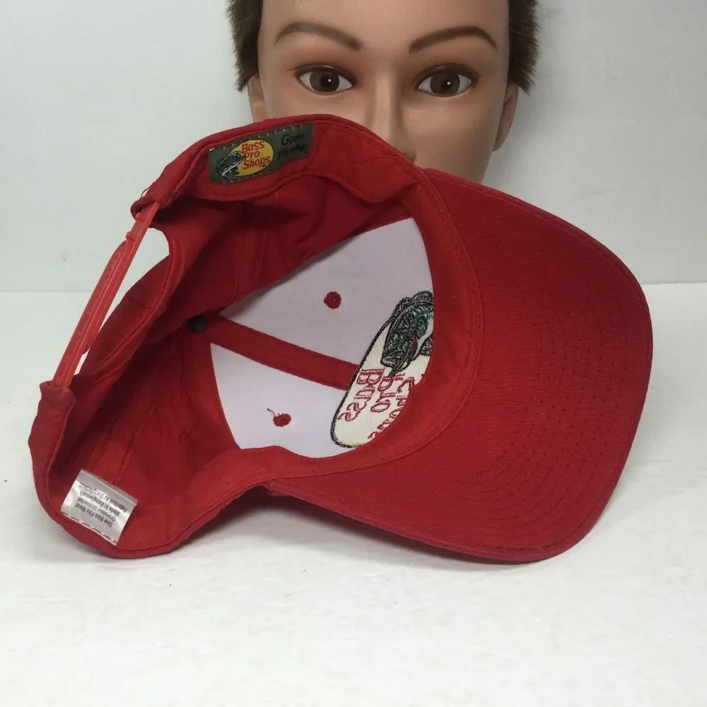 Bass Pro Shops hat Red SnapBack Outdoors‎ fishing cap adults one size